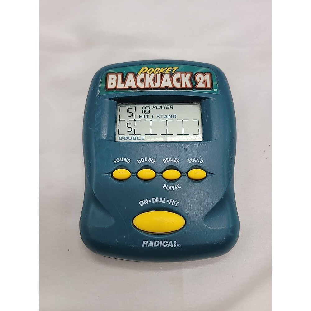 Vintage Radica Pocket Blackjack 21 Card Game Handheld Electronic Tested Working